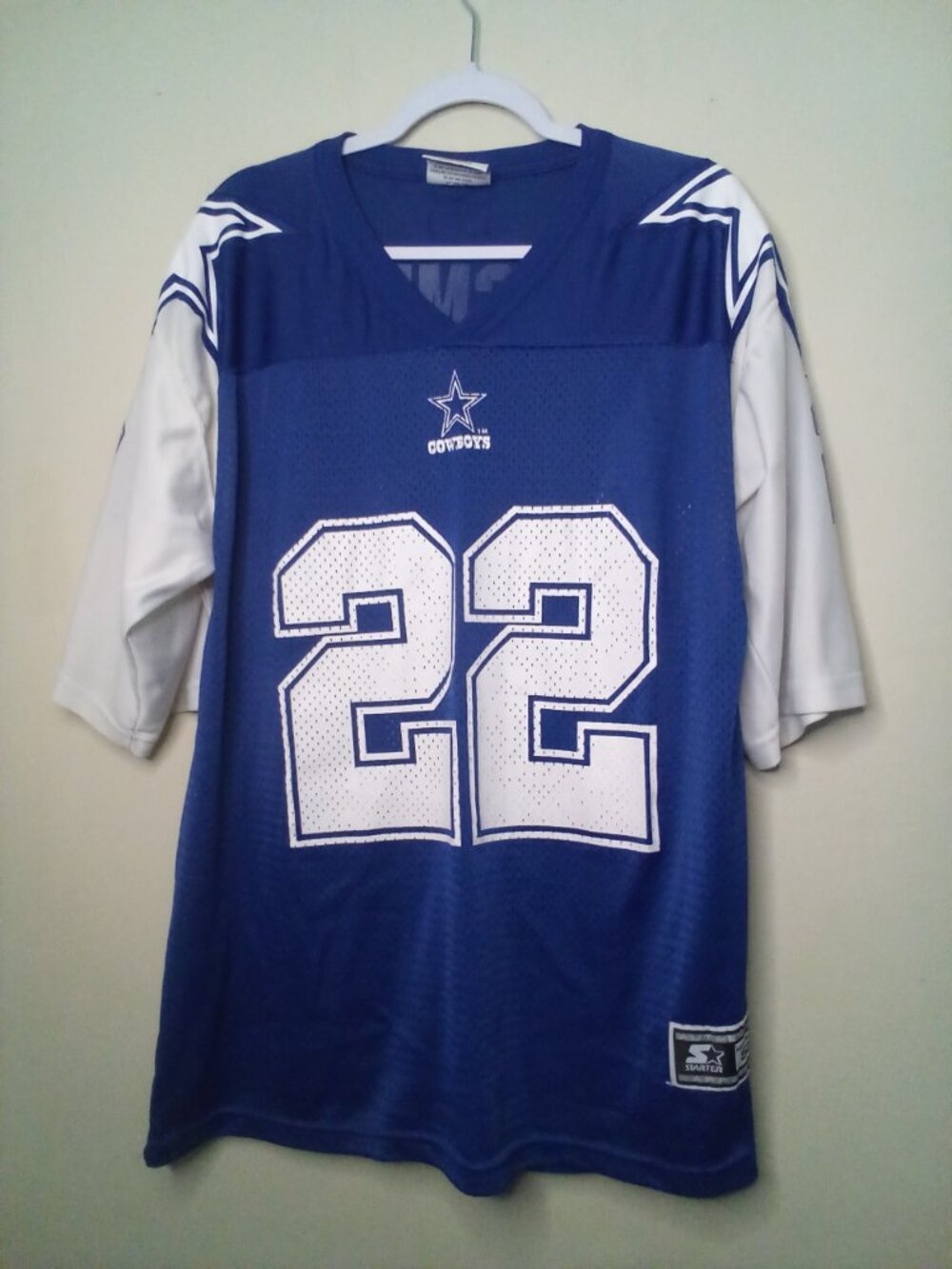 Vintage 1995 Starter Dallas Cowboys Jersey Men XL Emmitt Smith #22 Blue White - Picture 3 of 14
